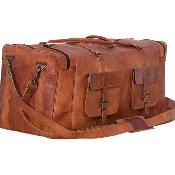 XL Full Grain Leather Duffel Bag -Travel Bag - Overnight Weekender Bag - Luggage - Picture 2 of 7